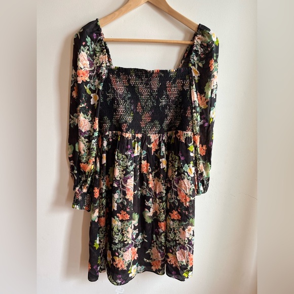 ALICE + OLIVIA Cooper Floral Smocked Minidress - Picture 2 of 12